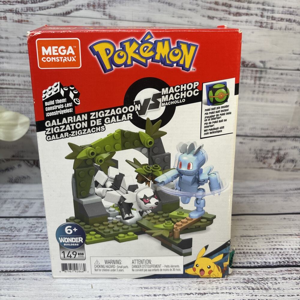 Pokemon Galarian Zigzagoon vs Machop Mega Construx Building Brick Set